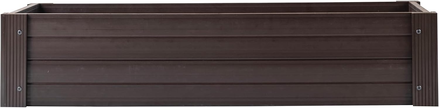 New Age Garden ECOFLEX Stackable Raised Garden Bed (2×4 ft), Open Bottom Composite Planter, Stackable, Non‑Toxic, Eco‑Friendly Walnut Finish