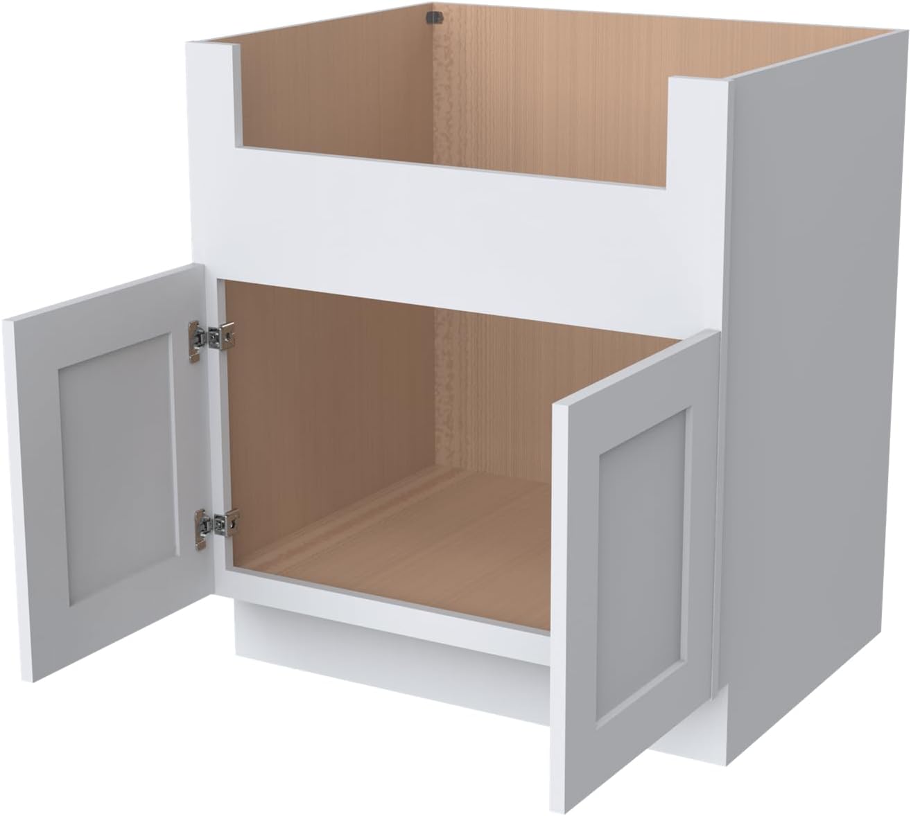 33 Inch RTA Kitchen Sink Base Cabinet - Solid Wood Shaker Style Farmhouse Cabinet with Soft Close Doors, Fits 24-30 Inch Undermount Sinks, Ready to Assemble (White)