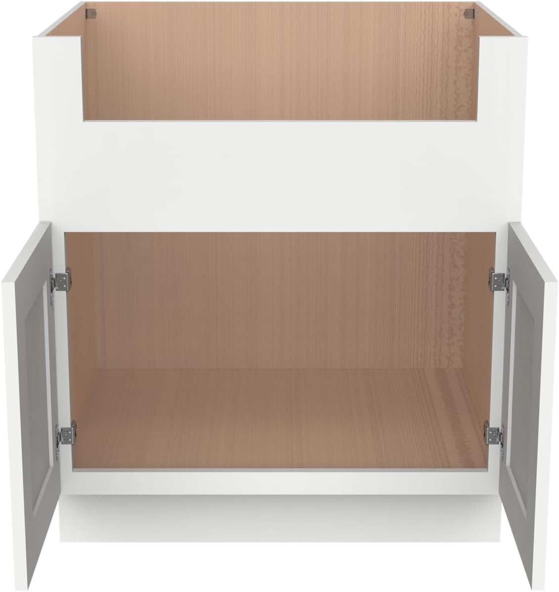 33 Inch RTA Kitchen Sink Base Cabinet - Solid Wood Shaker Style Farmhouse Cabinet with Soft Close Doors, Fits 24-30 Inch Undermount Sinks, Ready to Assemble (Origami White)
