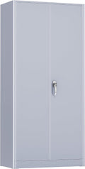 SUNCROWN 72' Metal Storage Cabinet - Heavy-Duty Metal Garage Cabinet with 4 Adjustable Shelves & 2 Doors for Tools, Office, Home, Workshop,Cement Grey