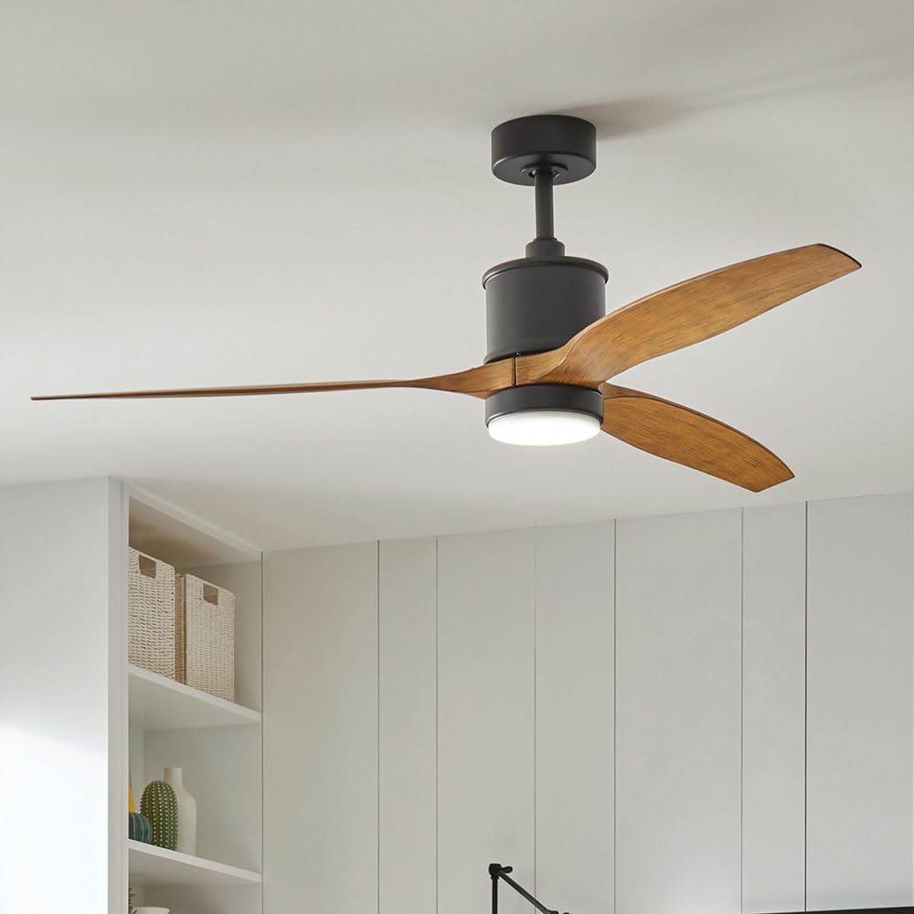 Hinkley Hover 60' Indoor/Outdoor Smart Ceiling Fan with Light and Remote, Modern Propeller Style with Composite Fan Blades, Integrated LED, Matte Black