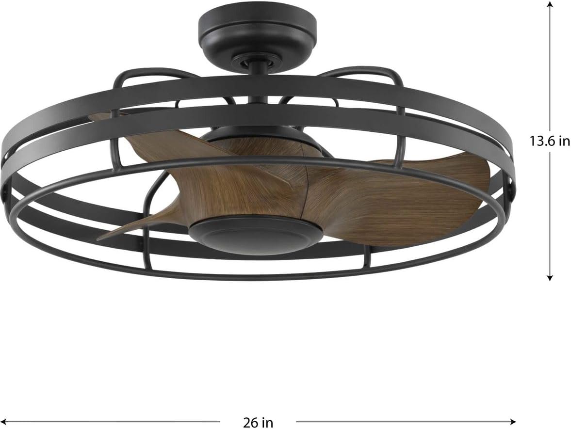 Progress Lighting P250096-143 Bastrop 26' Damp Rated Ceiling Fan, Graphite