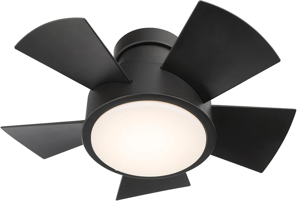 Modern Forms Vox 26 in Smart Indoor and Outdoor Smart Flush Mount Ceiling Fan in Matte Black with Remote Control 3000K