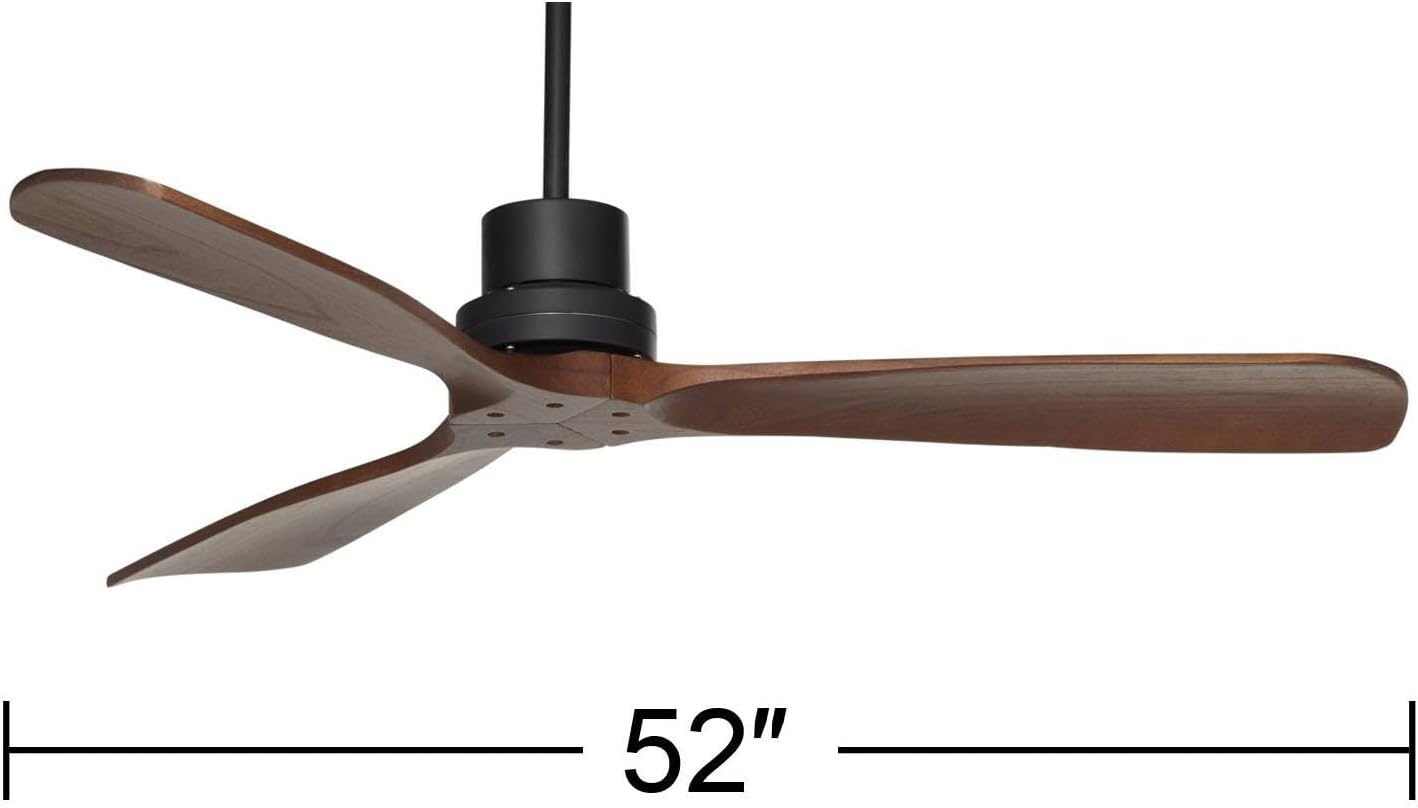 Casa Vieja 52' Delta-Wing DC Modern Industrial Indoor Outdoor Ceiling Fan with Remote Control Matte Black Dark Walnut Damp Rated for Living Room Patio Exterior Home Porch Gazebo Includes 18' Downrod