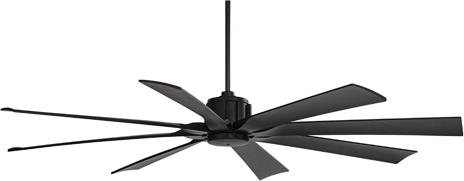 Possini Euro Design 70' Defender Modern Indoor Outdoor Ceiling Fan with Remote Control Matte Black Damp Rated for Patio Exterior House Home Porch Gazebo Garage Barn