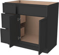 Solid Wood RTA Bathroom Vanity Sink Base Cabinet Sink Storage Cabinet with 2 Doors and 3 Left Drawers, Freestanding Bathroom Cabinet（Charcoal Black, 42'W × 21'D × 34-1/2'H