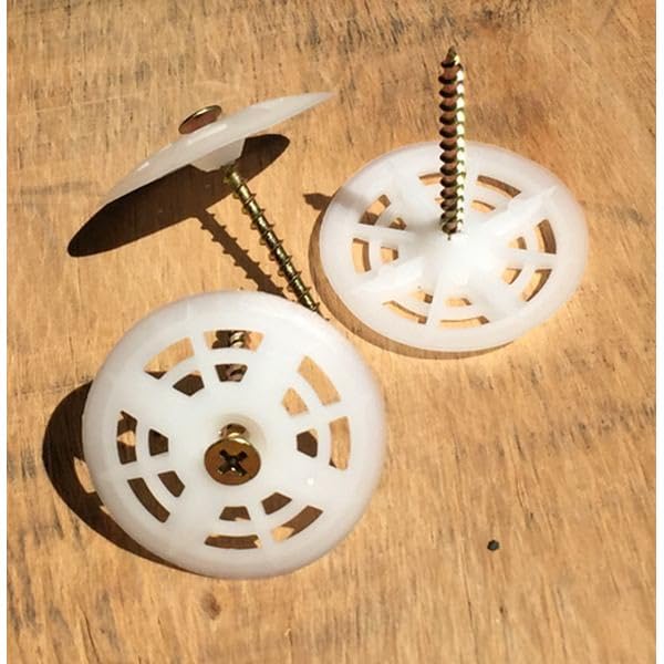Insulation Board Fastener, 2 Inch Zinc Coated Screws with Polyproplyne Washer, 1000 Count, for EPS and XEPS Installation