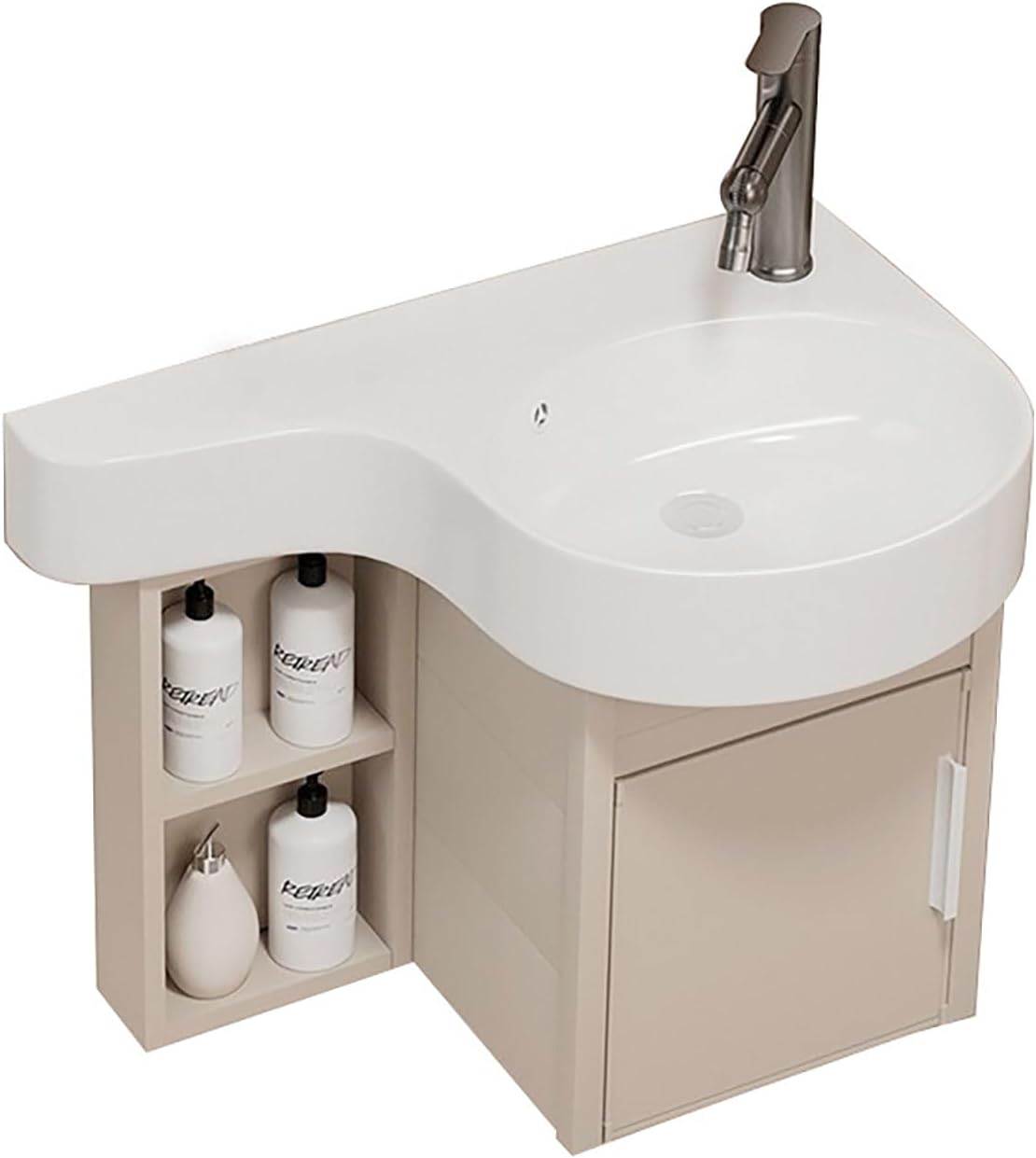 Modern Corner Bathroom Vanity with Sink Set， Bathroom Vanity Cabinet with Shelf Layer，Small Wall Mount Bathroom Vanity， for Guest Baths Master Suites