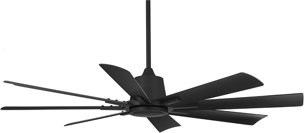 Casa Vieja 54' Inspirit Modern Indoor Outdoor Ceiling Fan 8 Blade LED Light Remote Control Matte Black Finish Blades Bedroom Patio Living Room Kitchen Damp Rated Decorative DC Motor Garage Exterior