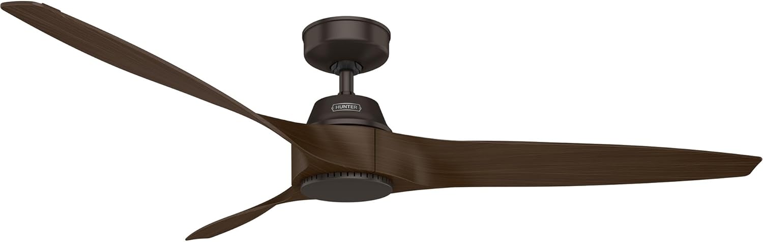 Hunter Fan 60 inch Ceiling Fan with No Light, Outdoor or Indoor White Black Ceiling Fan with 3 Blades for Porch, Living Room, Office, Kitchen, Garage (Renewed)
