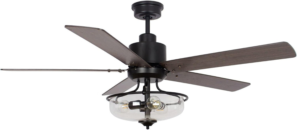 Parrot Uncle Ceiling Fans with Lights and Remote Farmhouse Ceiling Fan with Light 52 Inch Outdoor Ceiling Fans for Patios Covered, Dark Brown/Light Oak