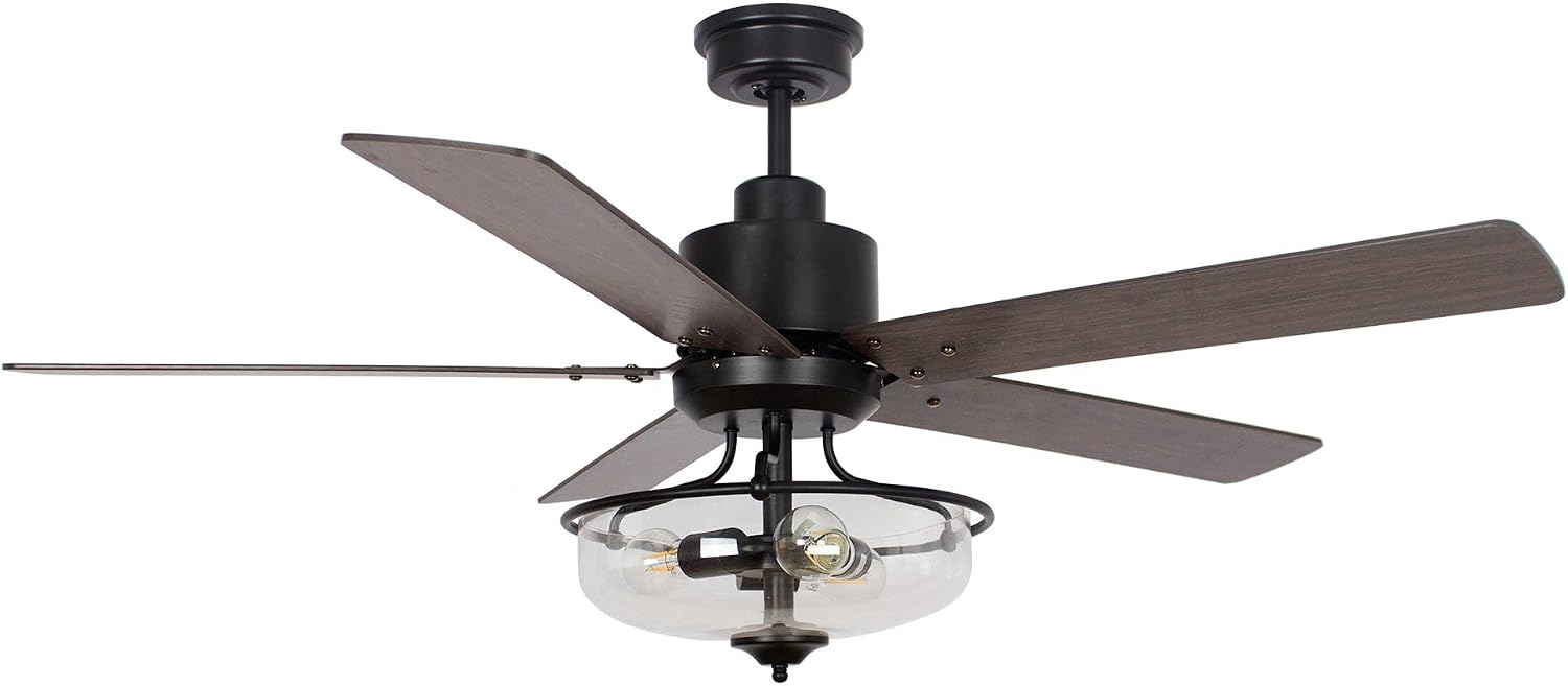 Parrot Uncle Ceiling Fans with Lights and Remote Farmhouse Ceiling Fan with Light 52 Inch Outdoor Ceiling Fans for Patios Covered, Dark Brown/Light Oak