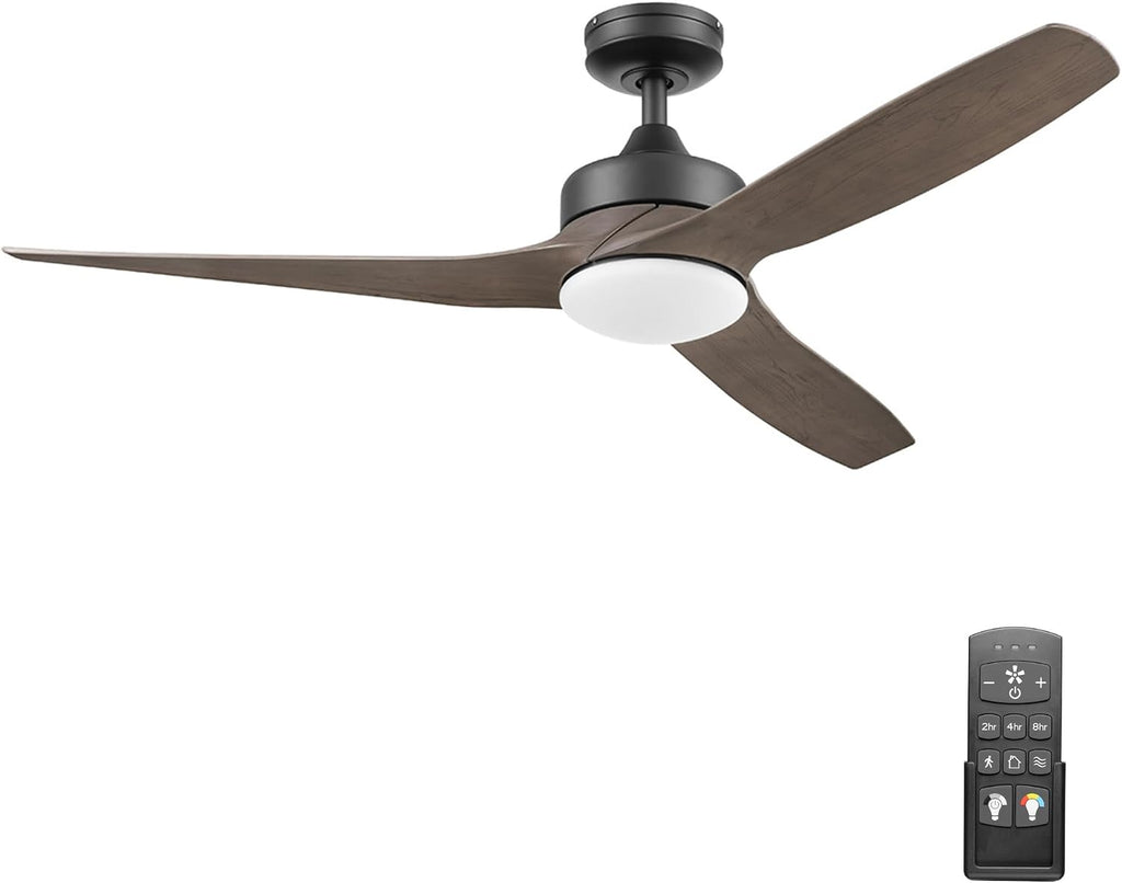 Honeywell Ceiling Fans Lynton, 52 Inch Indoor Outdoor Ceiling Fan with Color Changing LED Light, Remote Control, Charcoal Brown High Performance Blades, Reversible Airflow - 51853-01 (Black)