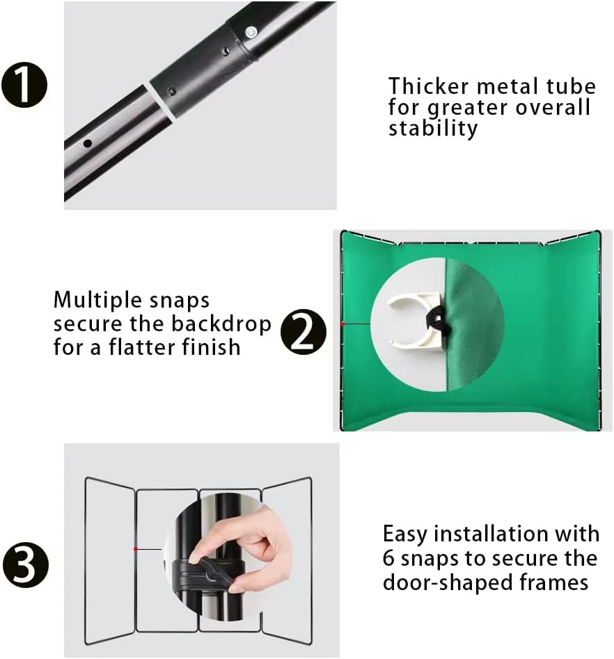 7.87ft x 13.12ft Portable Large Chromakey Green Screen Backdrop with Stand Photography Background Support System for Photo Studio Video Shooting, Live Streaming, Parties, Keying, Stage