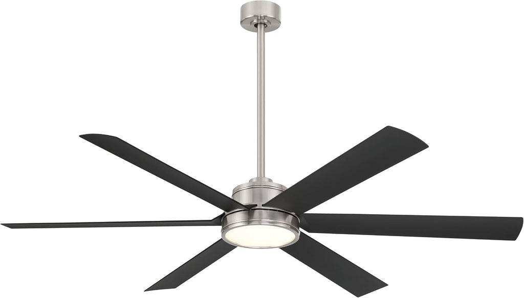 MINKA-AIRE F897L-BNW/CL Cairo 65' 6-Blade LED Smart Indoor/Outdoor Ceiling Fan - Brushed Nickel Wet and Coal Finish Blades with Matte Lens