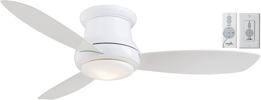 MINKA-AIRE F518L-WH, Concept II LED White Flush Mount 44' Ceiling Fan with Remote Control and Included Wall Control