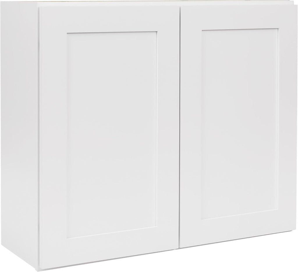 White Shaker Wall Cabinet - Ready to Assemble, Perfect for Kitchen, Laundry, and Bathroom Storage - 24'W x 24'H x 12'D