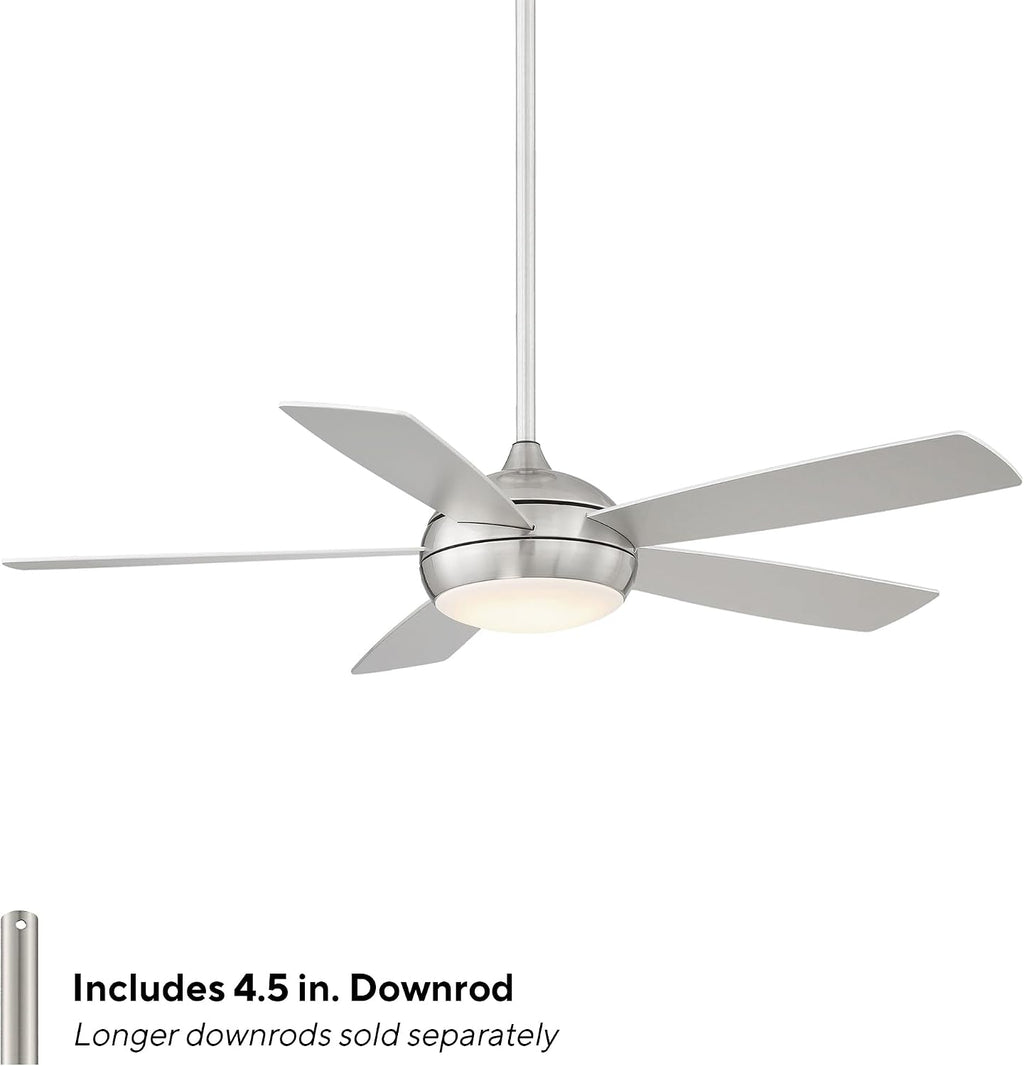 WAC Ceiling Fans F-005L-BN Odyssey 52' Ceiling Fan with LED Lights and Remote, Brushed Nickel