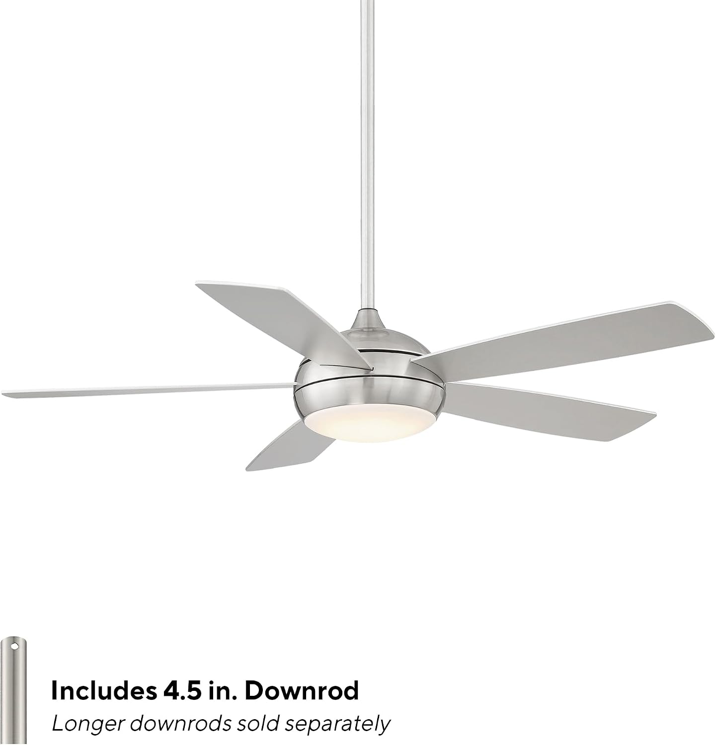 WAC Ceiling Fans F-005L-BN Odyssey 52' Ceiling Fan with LED Lights and Remote, Brushed Nickel