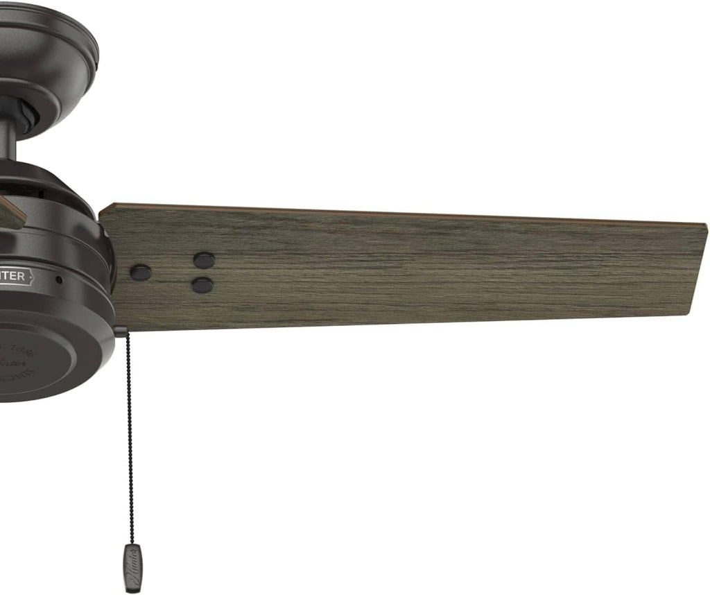 Hunter Fan 44 inch Contemporary Fresh White Outdoor Ceiling Fan with Pull Chain for Patio, Living Room, Bedroom, Office, Kitchen (Renewed) (Noble Bronze)