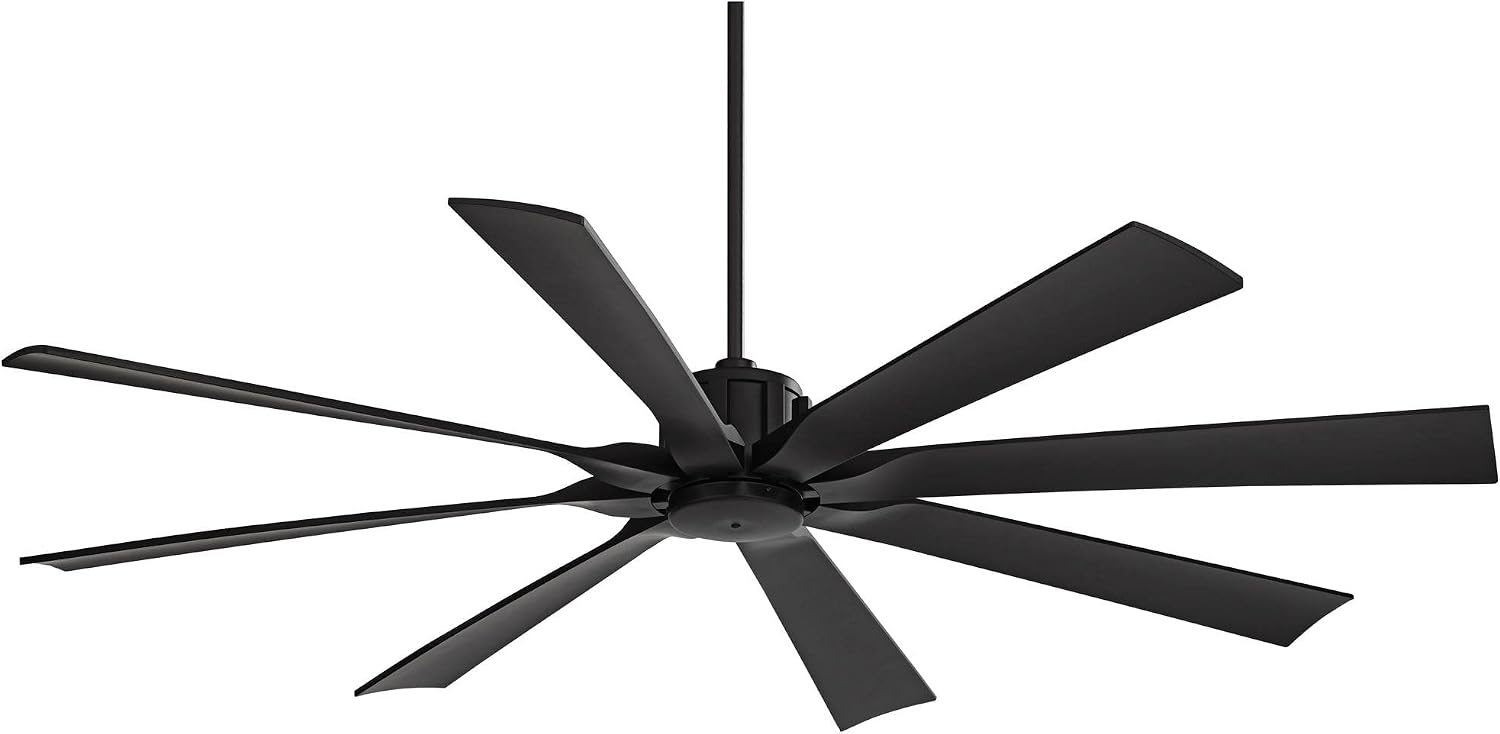 Possini Euro Design 70' Defender Modern Indoor Outdoor Ceiling Fan with Remote Control Matte Black Damp Rated for Patio Exterior House Home Porch Gazebo Garage Barn