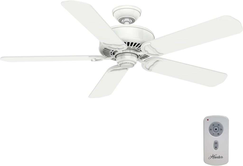 Casablanca 54 inch Indoor Ceiling Fan No Light with Remote Control - Ceiling Fan without Light, Standard Mount, 5 Blades, For Bedroom, Living Room, or Kitchen - Panama 59510, Snow White