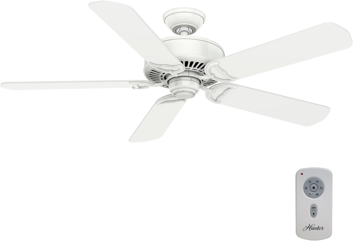 Casablanca 54 inch Indoor Ceiling Fan No Light with Remote Control - Ceiling Fan without Light, Standard Mount, 5 Blades, For Bedroom, Living Room, or Kitchen - Panama 59510, Snow White