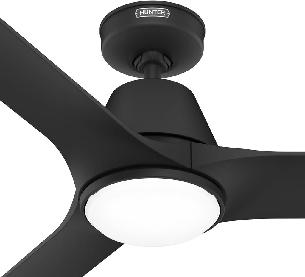 Hunter Fan 52 inch Ceiling Fan with Lights and Remote, Outdoor or Indoor Black Ceiling Fan for Porch, Living Room, Office, Kitchen, Garage (Renewed)