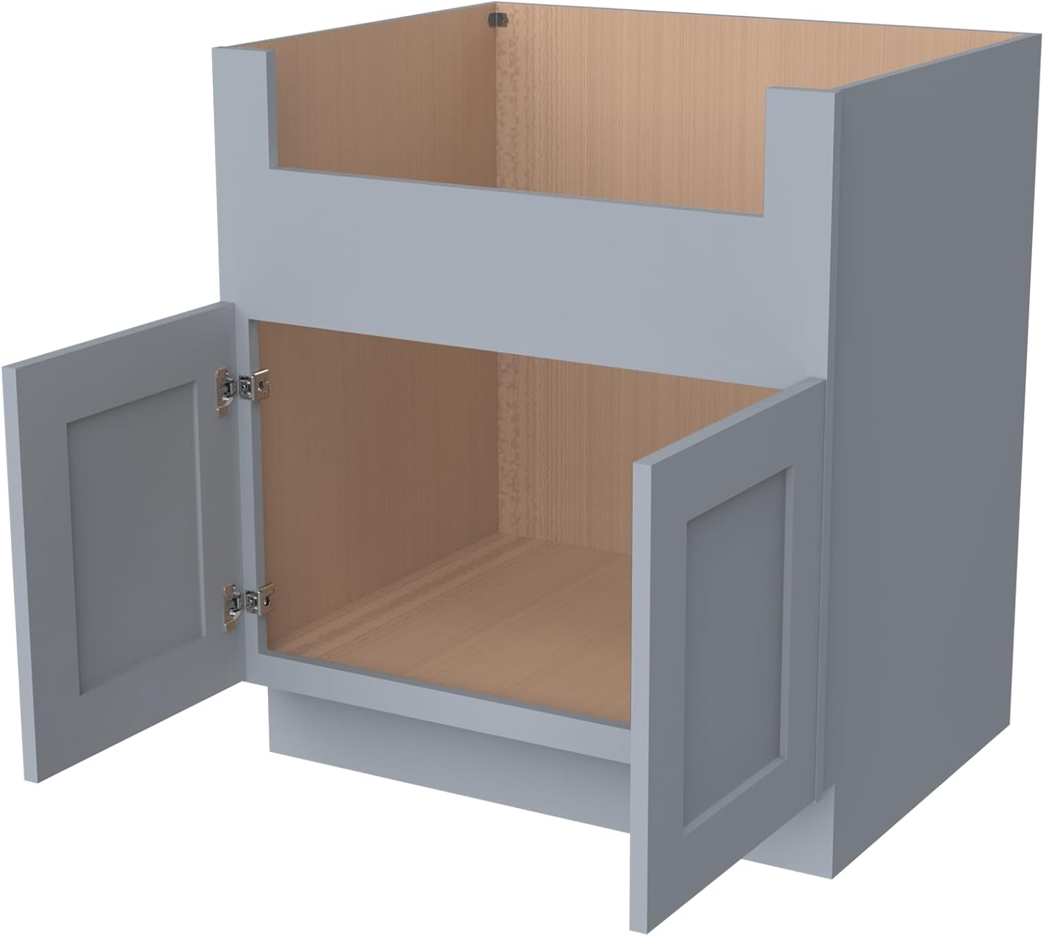 33 Inch RTA Kitchen Sink Base Cabinet - Solid Wood Shaker Style Farmhouse Cabinet with Soft Close Doors, Fits 24-30 Inch Undermount Sinks, Ready to Assemble (Gray)
