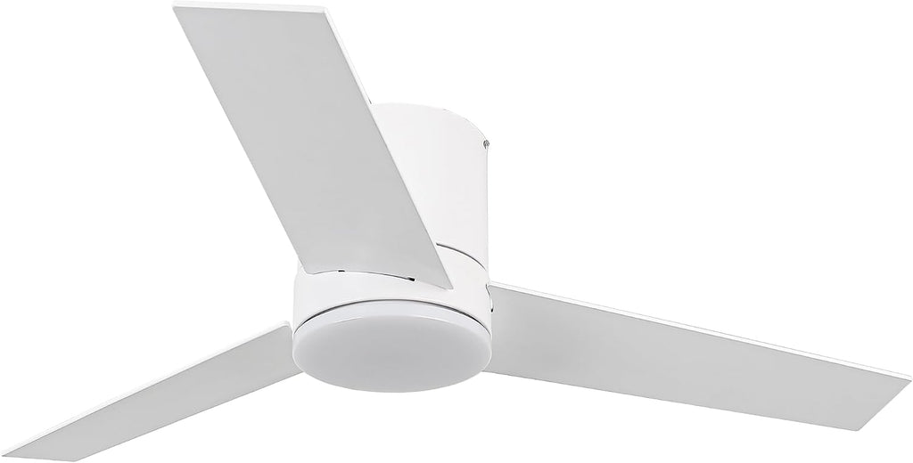 Low Profile Ceiling Fans with Lights and Remote, 48 Inch Bedroom Ceiling Fans Flush Mount, Indoor/Outdoor Fans for Patios, Reversible 3 Blades, Noiseless, Color Temp Adjusted, DOE ETL Tested (White)