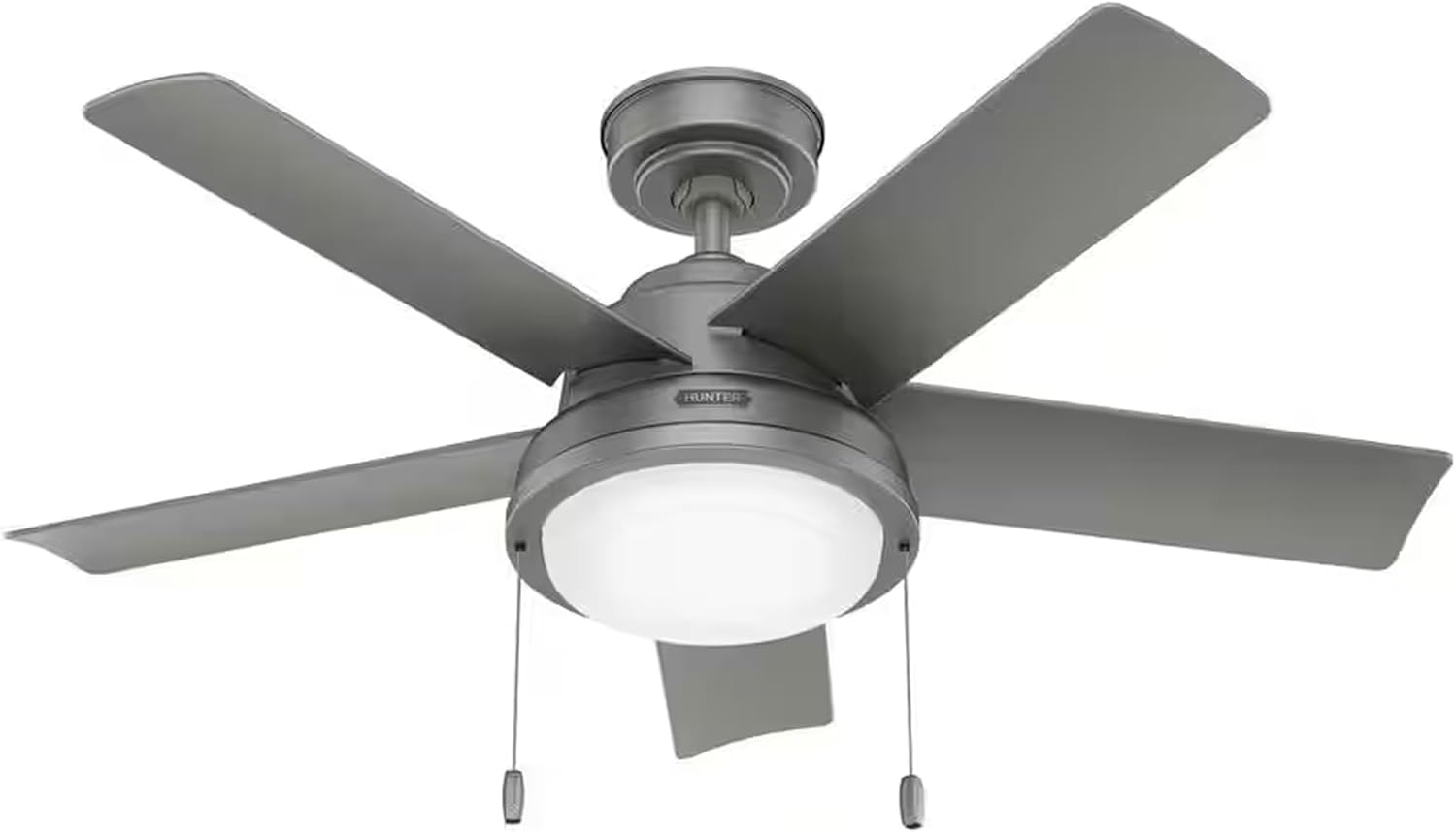 Hunter Fan 44 inch Matte Silver Indoor/Outdoor Ceiling Fan with Lights and Pull Chains for Living Room, Bedroom, Farmhouse, Porch, Kitchen (Renewed)