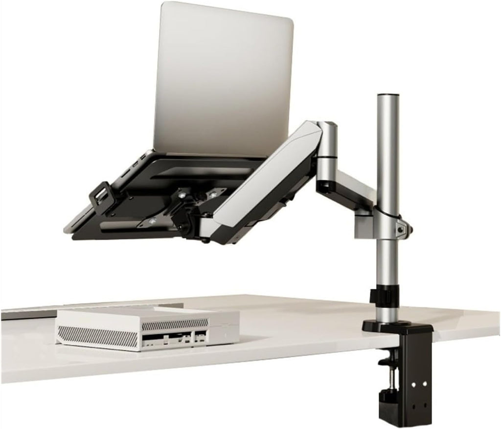 Monitor Stand 2 in 1 Laptop Desk Mount with Tray for 17-32' Monitor and 12-17', Holds 19.8 lbs, Fully Adjustable Arm with Clamp/Grommet Base Monitor Arm Desk