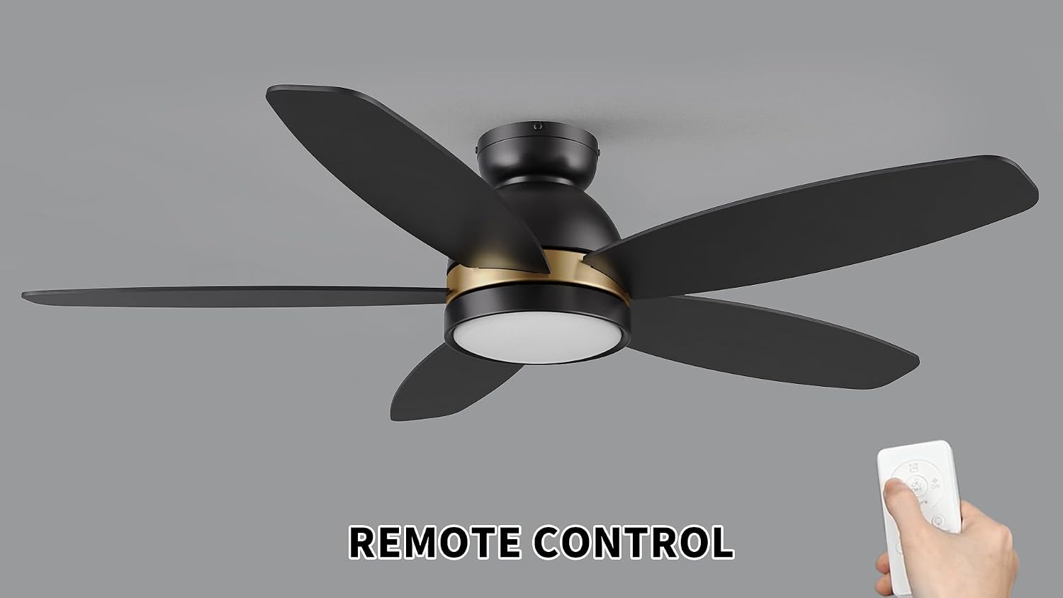 Carro 48' Ceiling Fan with Light Flush Mount, DC 10 Speeds Silent with Remote, 3 Light Colors Dimmable LED Ceiling Fan Low Profile for Living Room, Black