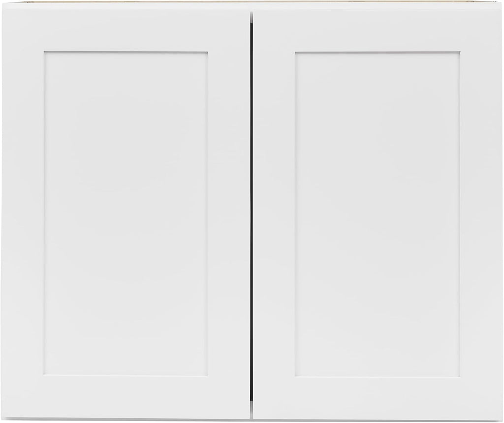 White Shaker Wall Cabinet - Ready to Assemble, Perfect for Kitchen, Laundry, and Bathroom Storage - 36'W x 36'H x 12'D