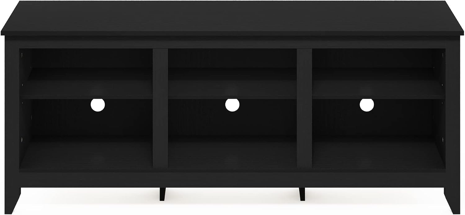 Furinno Jensen TV Stand for TV up to 65 Inch, 2-Tier Black Entertainment Center, TV Console with Cable Management, for Living Room, Bedroom, Dark Americano