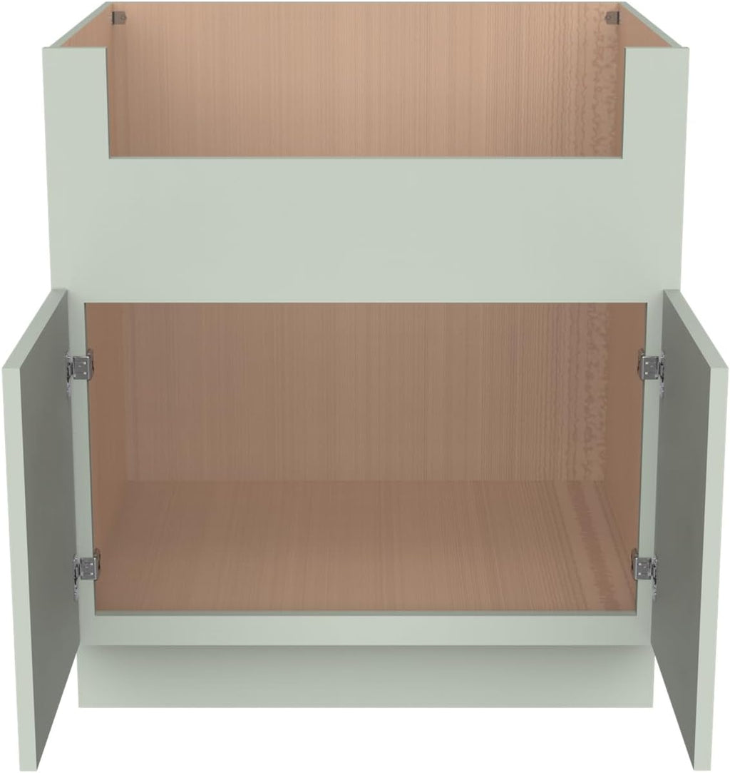 33 Inch RTA Kitchen Sink Base Cabinet - Solid Wood Shaker Style Farmhouse Cabinet with Soft Close Doors, Fits 24-30 Inch Undermount Sinks, Ready to Assemble (Jade Green (Slim))