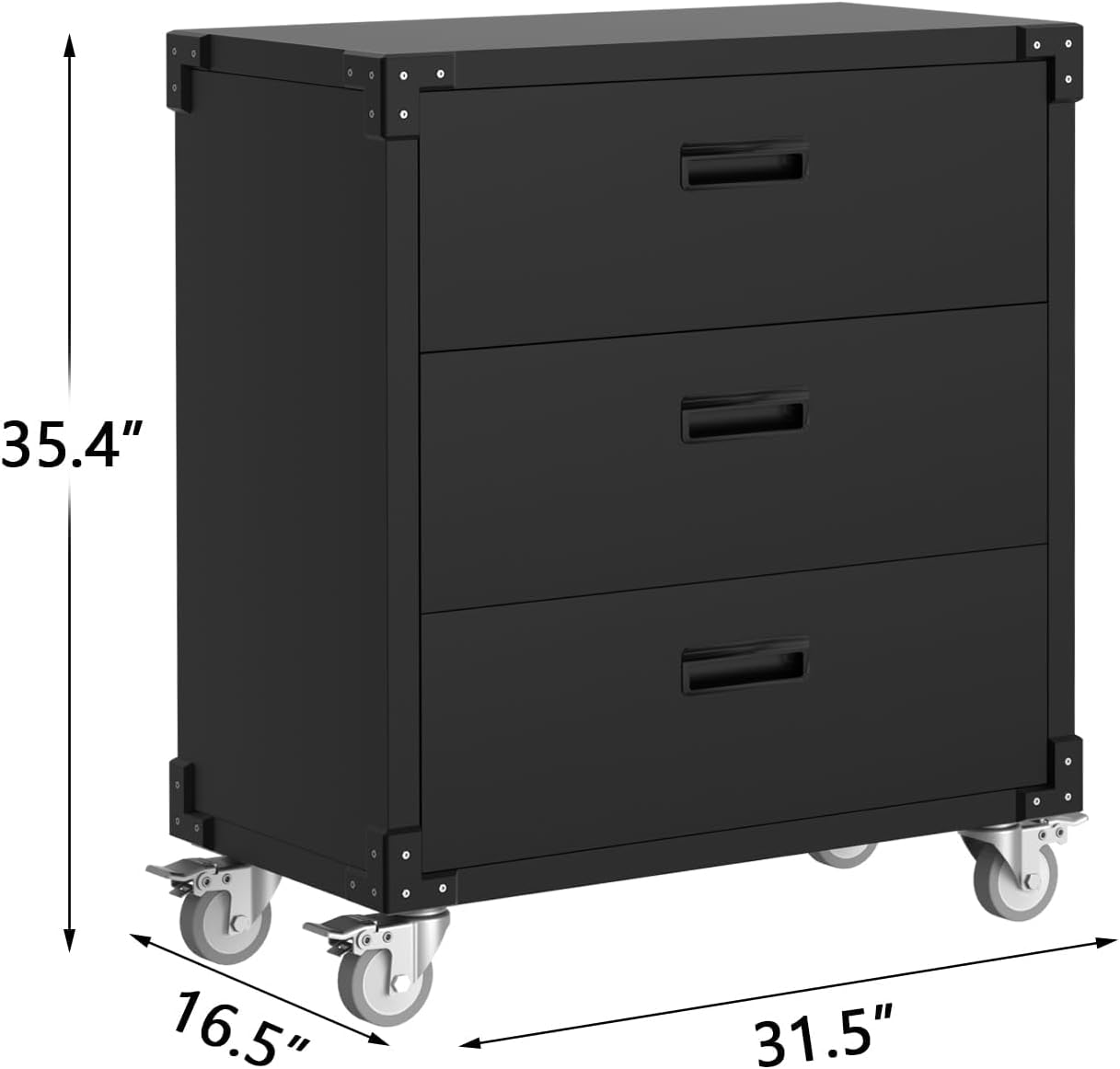 3 Drawer Rolling Tool Cabinet Heavy Duty Garage Storage On Wheels Mobile Metal Cabinet for Warehouse, Basement & Workshop Easy to Assemble