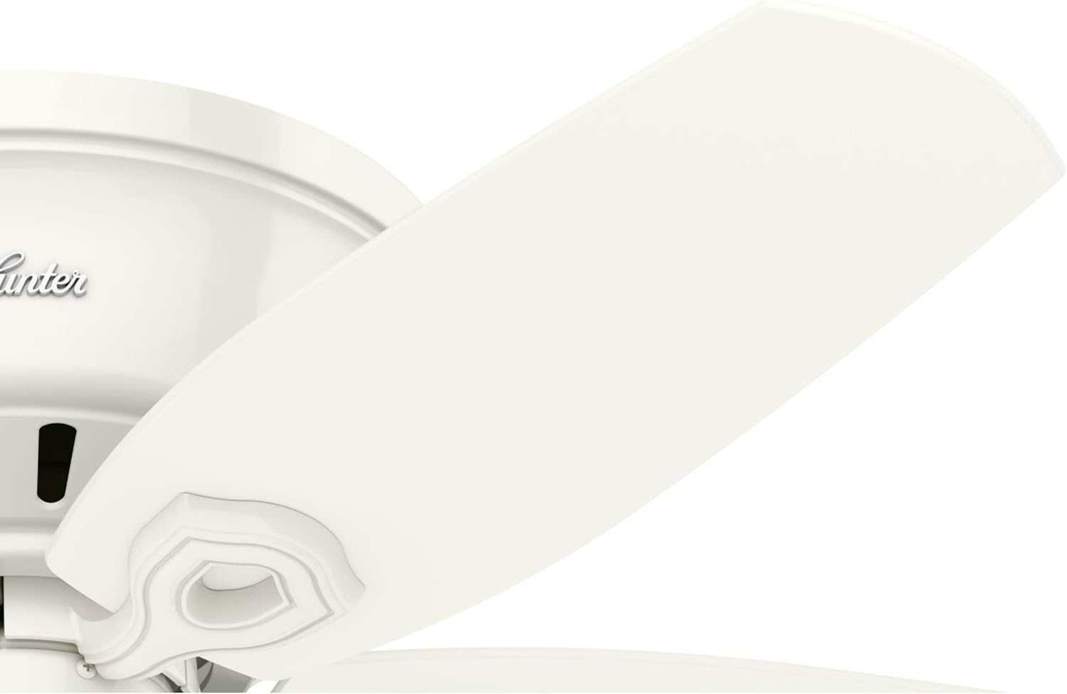 Hunter 42 inch Indoor Ceiling Fan with LED Lights - White Ceiling Fan with Pull Chain, For Bedroom, Living Room, or Kitchen, Low Profile Flush Mount, No Remote, 5 Blades - Builder 51090, Snow White
