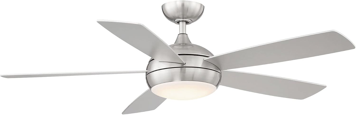 WAC Ceiling Fans F-005L-BN Odyssey 52' Ceiling Fan with LED Lights and Remote, Brushed Nickel