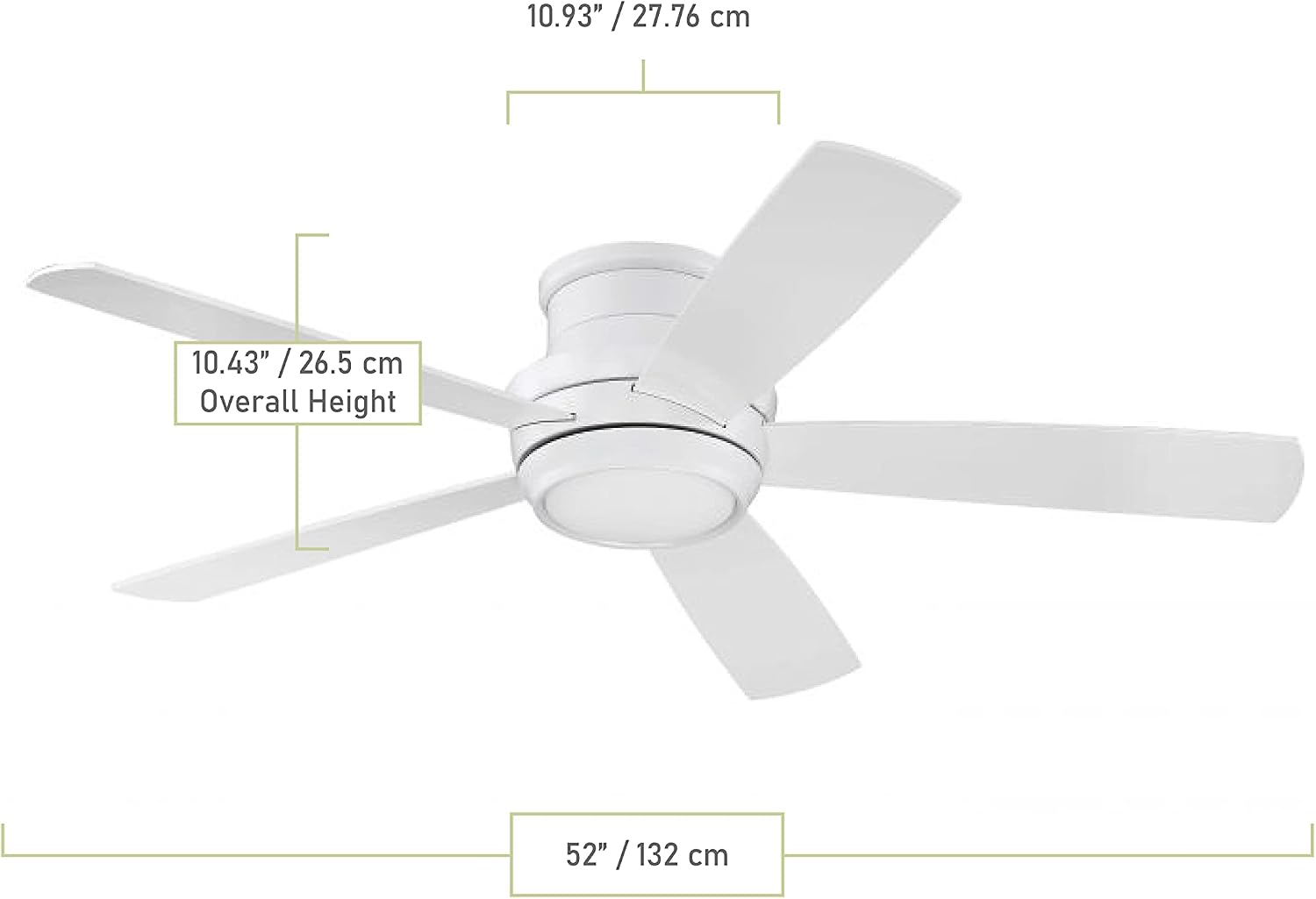 Flush Mount Ceiling Fan with LED Light and Remote by Craftmade TMPH44W5 Tempo 44 Inch White, Hugger Fan