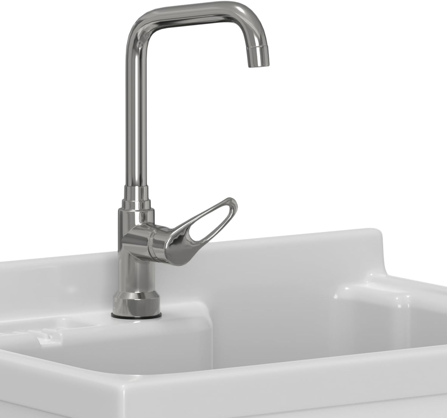 SIMPLIHOME Murphy All-in-One 28 inch Wide Utility Sink and Laundry Cabinet in Pure White Finish, Transitional ABS Sink Cabinet for Laundry Rooms with High-Arch Chrome Faucet and Pull-Out Spray