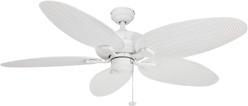 Honeywell Duval 52' Tropical Indoor Outdoor Ceiling Fan, 5 Blades, White