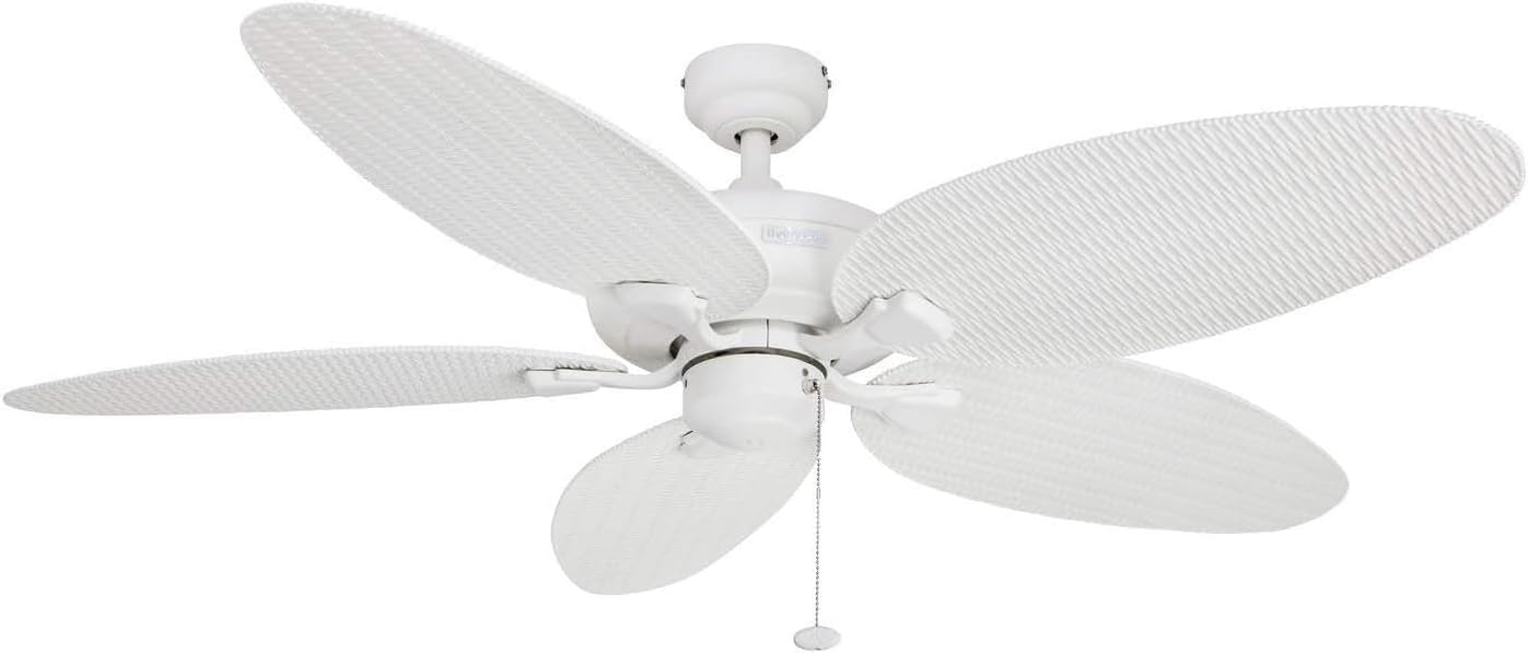 Honeywell Duval 52' Tropical Indoor Outdoor Ceiling Fan, 5 Blades, White
