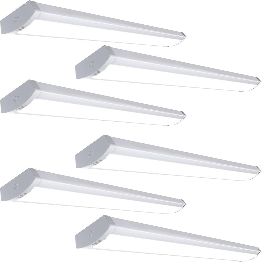 HYPERLITE 60W LED Wraparound Light 4 Feet, 6600lm Linkable 5000K LED Shop Lights Surface Mount, ETL Listed,Led Ceiling Office Wrap Light Fixture for Garage, Workshop, Fluorescent Replacement, 6P