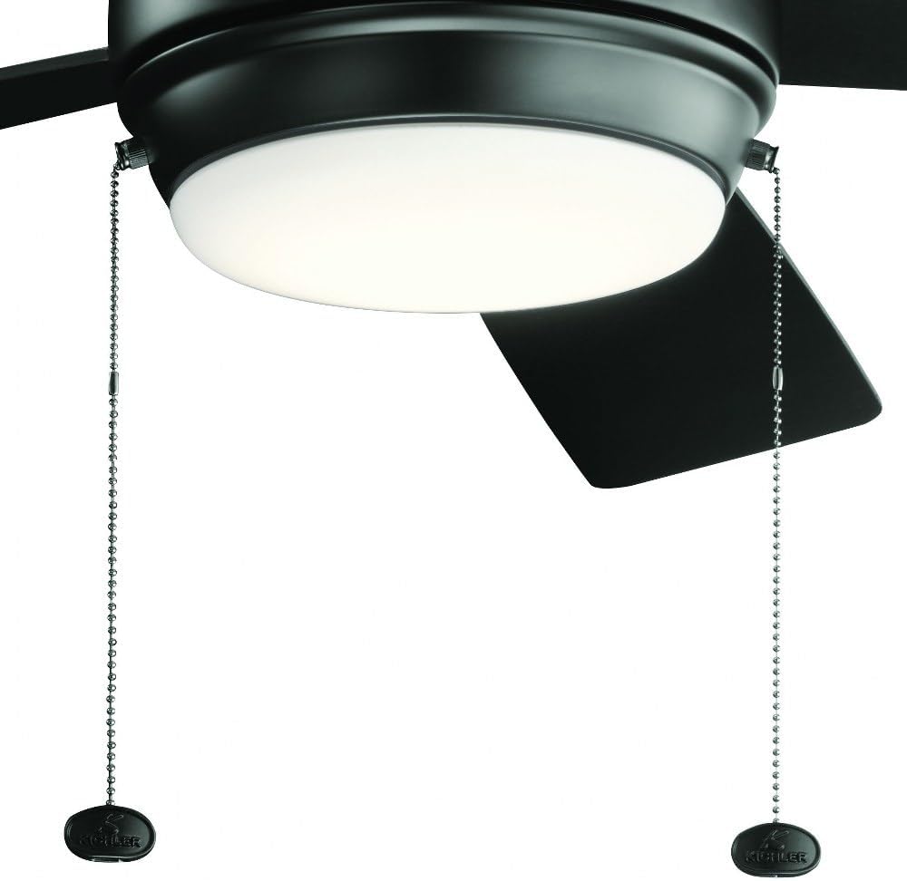 Kichler Starkk 52 in 5-Blade Ceiling Fan with LED Light, Modern Indoor Fan with Etched Cased Opal Glass in Polished Nickel, Reversible Silver and Walnut Blades, 330174PN