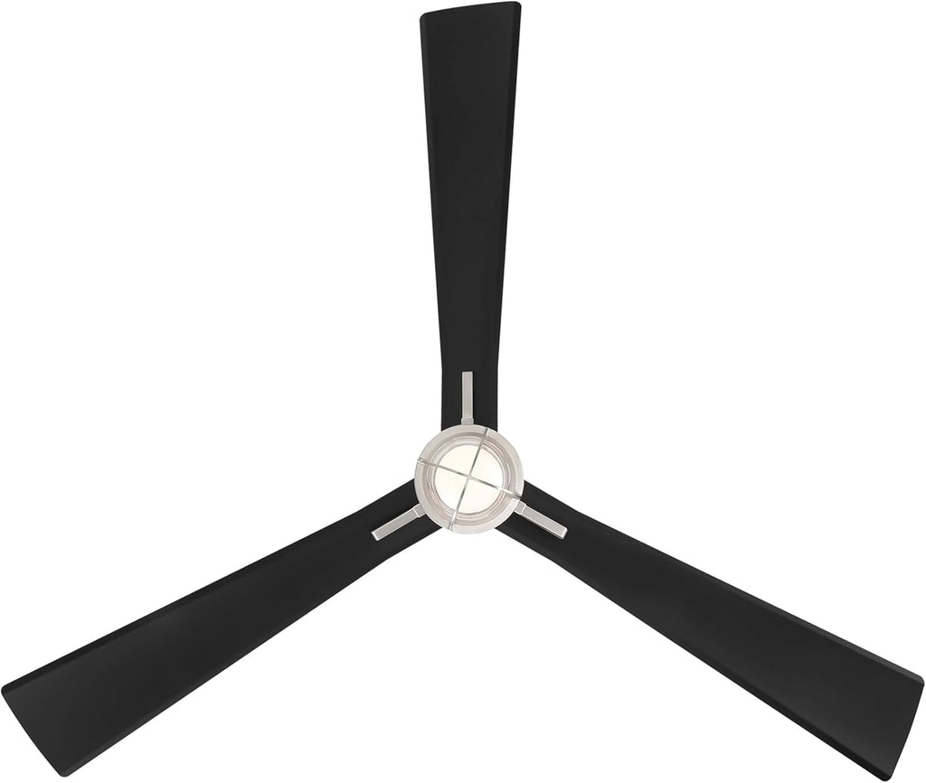 MINKA-AIRE F768L-BNW/CL Nauticus 65' 3-Blade LED Smart Indoor/Outdoor Ceiling Fan in Brushed Nickel Wet and Coal Black Blades with Clear Glass