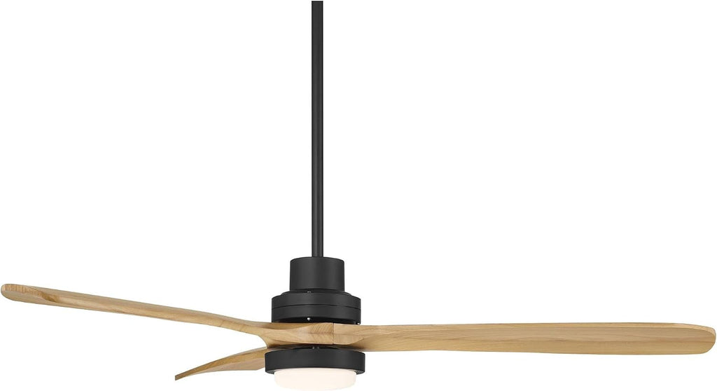Casa Vieja 52' Delta Modern Country Indoor Cottage Core Outdoor Ceiling Fan 3 Blade CCT LED Light Remote Control Matte Black Finish Wood Blades Bedroom Patio Living Room DC Motor Decorative Dimmable