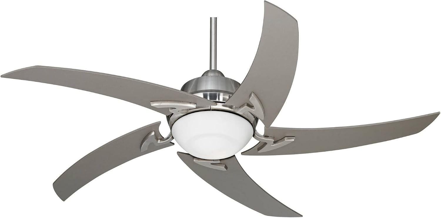 Casa Vieja 52' Capri Modern Indoor Ceiling Fan with LED Light Remote Control Brushed Nickel Silver White Opal Glass for Living Kitchen House Bedroom Family Dining Home Office Kids Room - 6' Downrod
