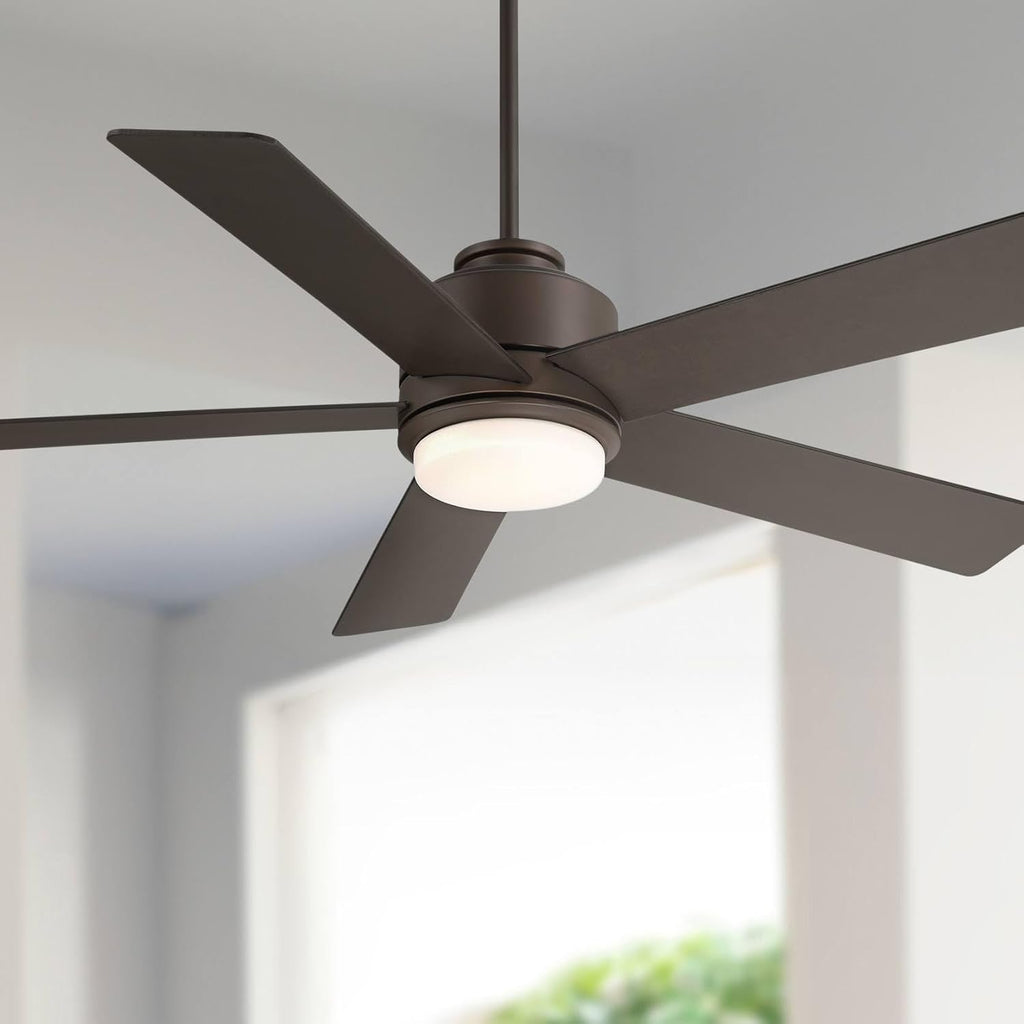 Casa Vieja 52' Grand Palm Modern Indoor Outdoor Ceiling Fan 5 Blade LED Light Remote Control Oil Rubbed Bronze Finish Brown Wood Blades Bedroom Patio Living Room Kitchen Damp Rated Decorative