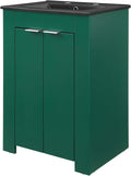 Sink Vanity Cabinet, Melamine, Green Black, Modern Contemporary, Hotel Bedroom Bathroom Master Suite